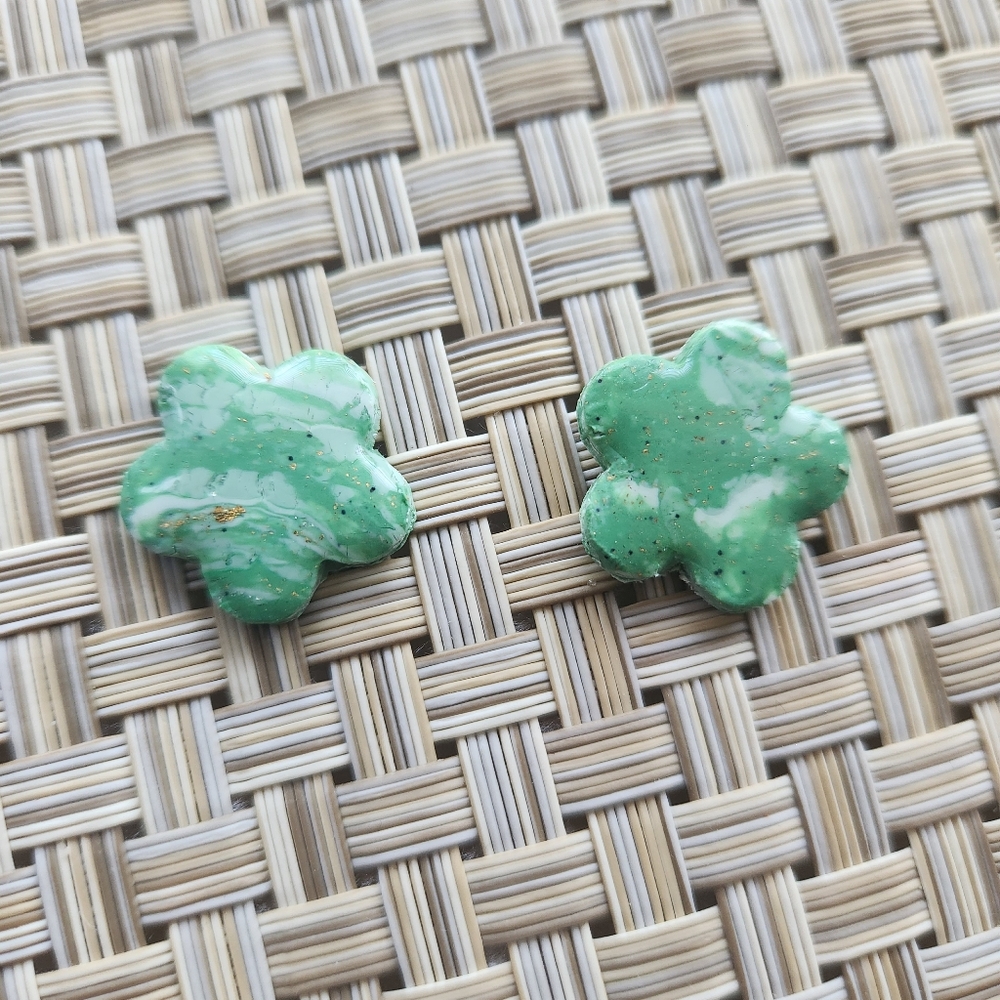 Mint Green Organic Stone Earrings